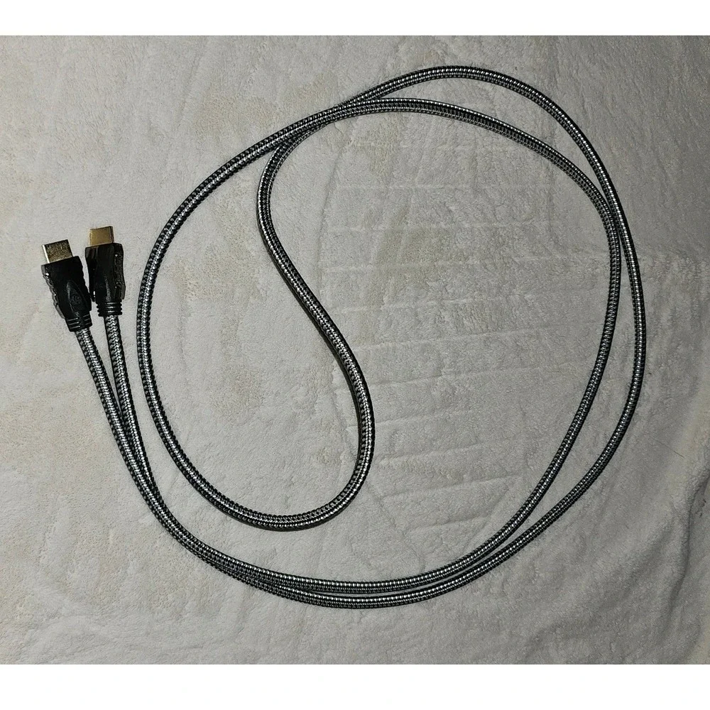 Braided HDMI Cable Gold Plated High Speed 4K 1080p Silver Black Nylon Cord 6ft